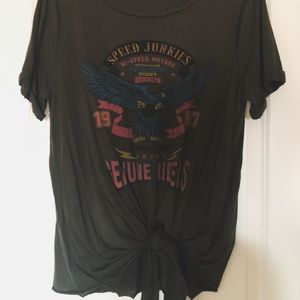 Altar’d State Tie Front Motorcycle Tee Size L